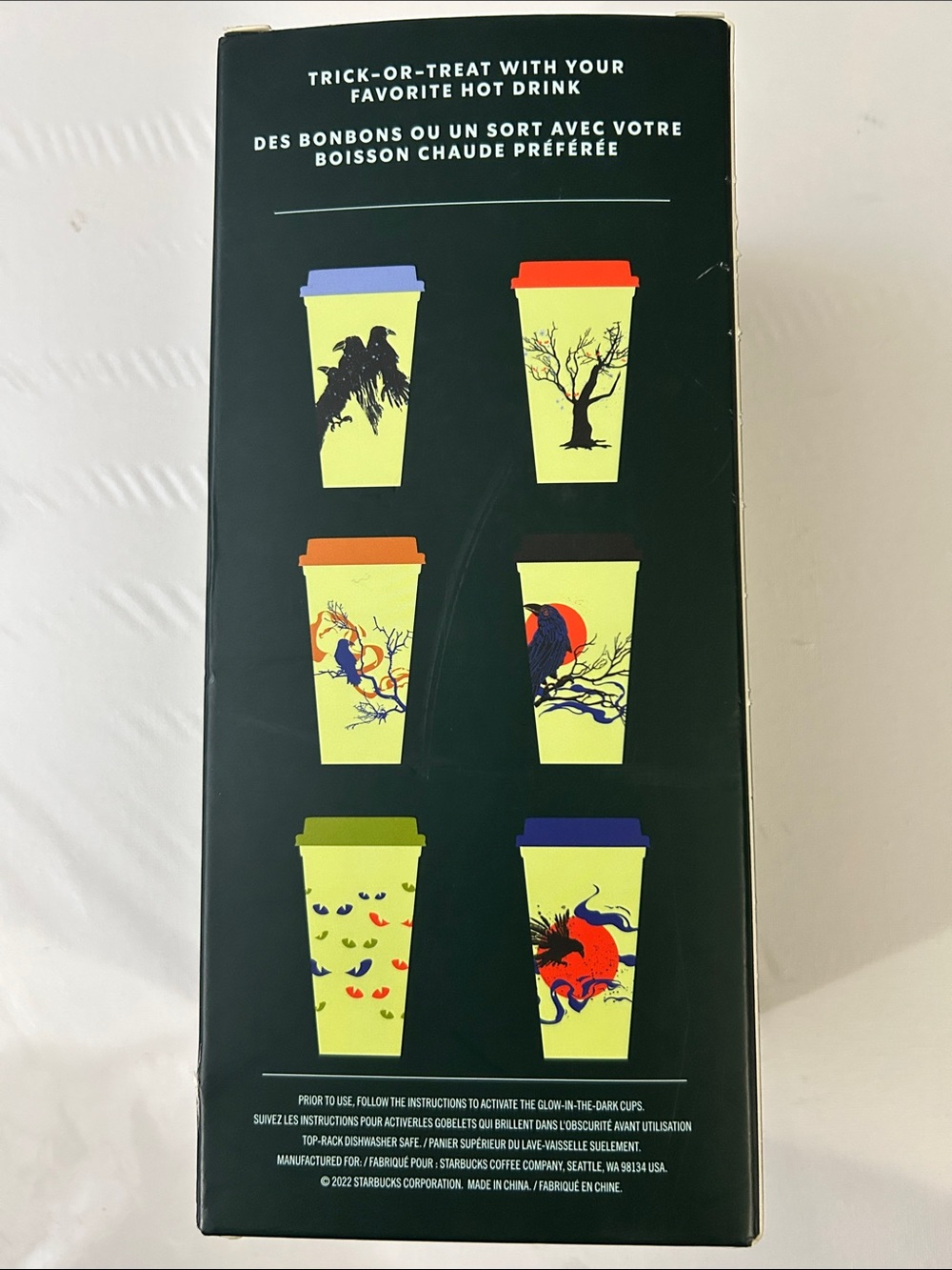 BNIB Starbucks Halloween Reusable Hot Cups that Glow-In-The-Dark